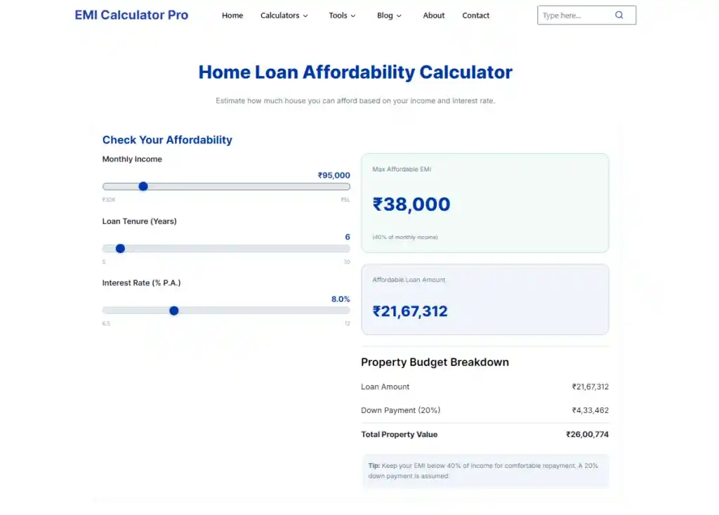 Home loan affordability calculator
