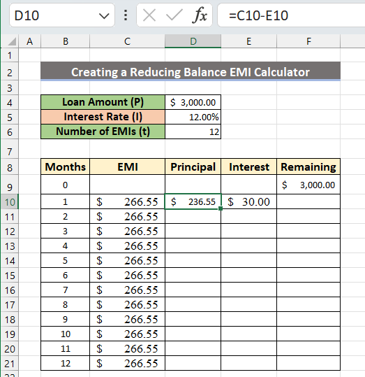 calculate the portion of principal paid