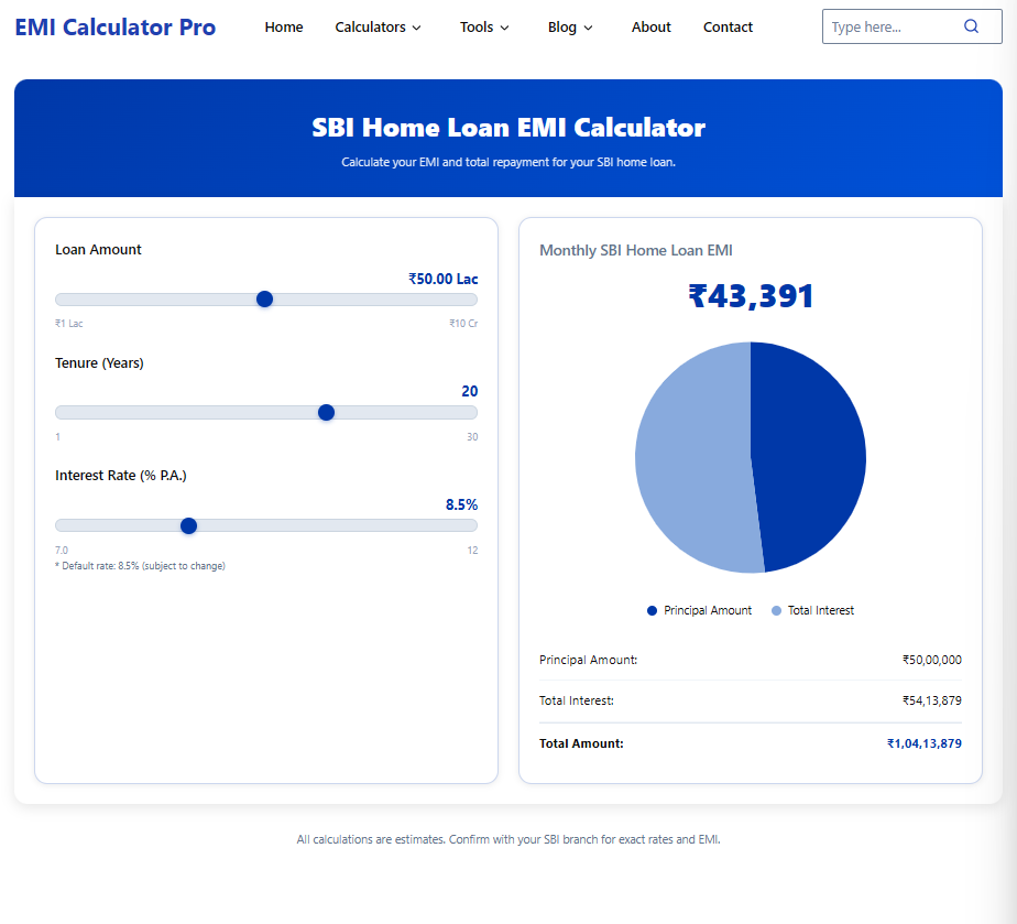 sbi home loan calculator
